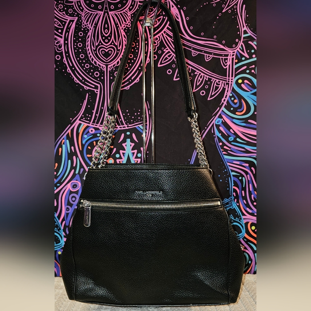 Karl Lagerfeld Black and Silver Chain Shoulder Bag